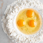 eggs and flour to make fresh pasta dough.