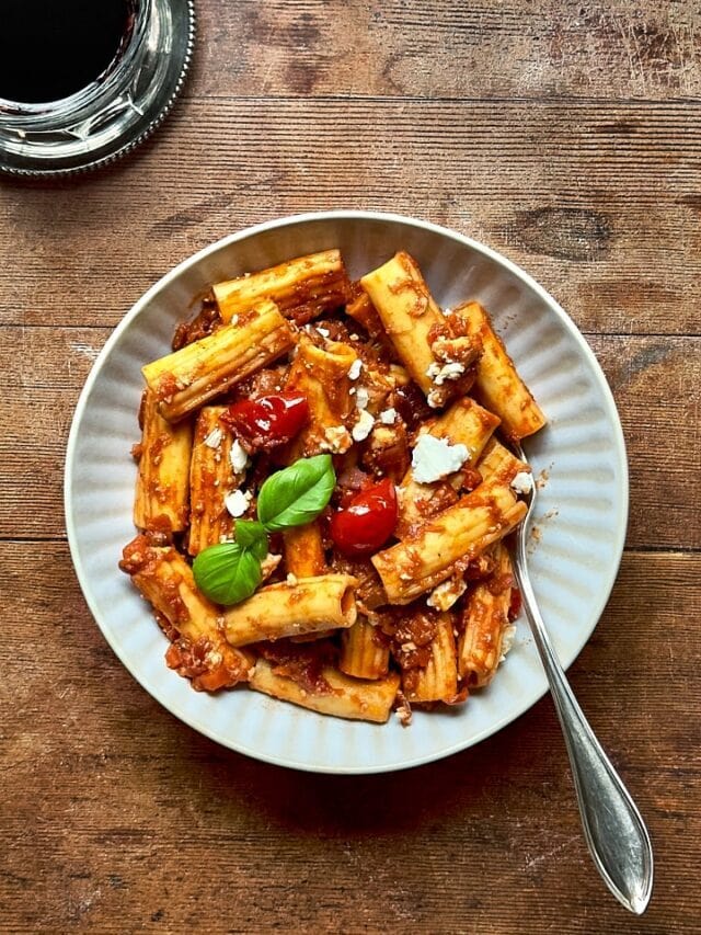 Aubergine Ragu with Homemade Rigatoni Story