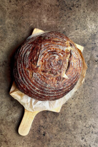 a loaf of roasted garlic sourdough bread
